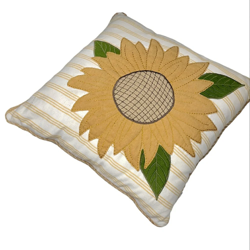 Farmcore The Prarie Rachel Ashwell Sunflower Stripes Cabin Shabby Boho Pillow
